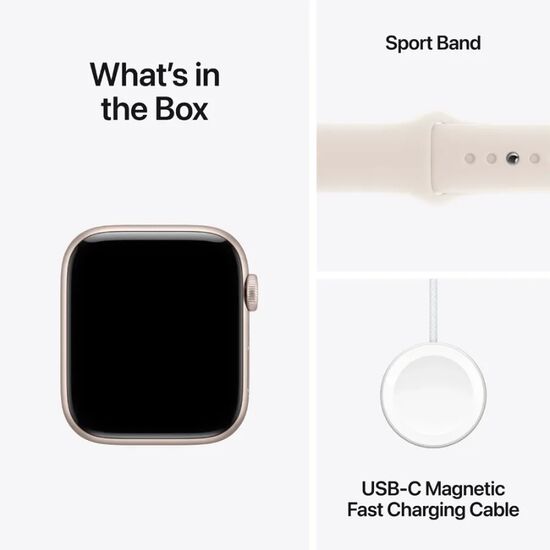 Умные часы Apple Watch SE 3, GPS, 44mm, Starlight Aluminium Case Starlight Sport Band, M/L, изображение 8