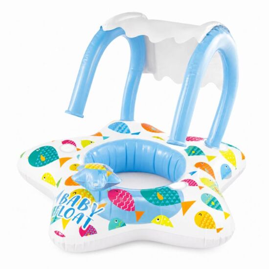 Colac gonflabil pentru copii INTEX, Cu decupaje pentru picioare și copertină, 81 x 79 cm, Până la 15 kg, 1-2 ani, Albastru