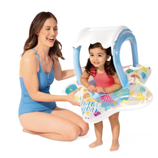 Colac gonflabil pentru copii INTEX, Cu decupaje pentru picioare și copertină, 81 x 79 cm, Până la 15 kg, 1-2 ani, Albastru, 3 image