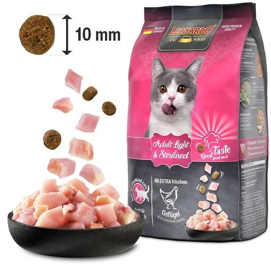 Hrana uscata LEONARDO LIGHT & STERILISED, pentru pisici adulte, gaina, 7.5 kg, 2 image