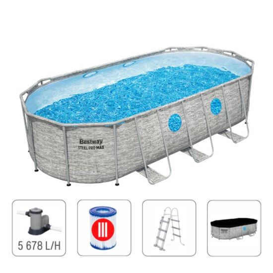 Piscina BESTWAY STEEL PRO MAX Oval, 549х274х122 cm, 13430 L, cadru metalic, 2 image