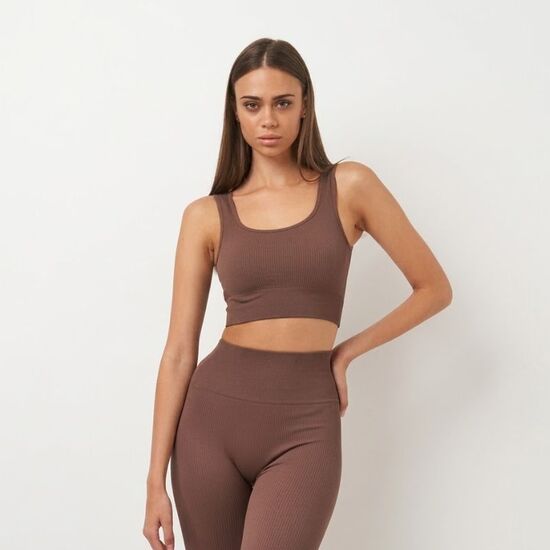 Майка бесшовная женская Giulia Top Rib, серо-коричневый, L/XL
