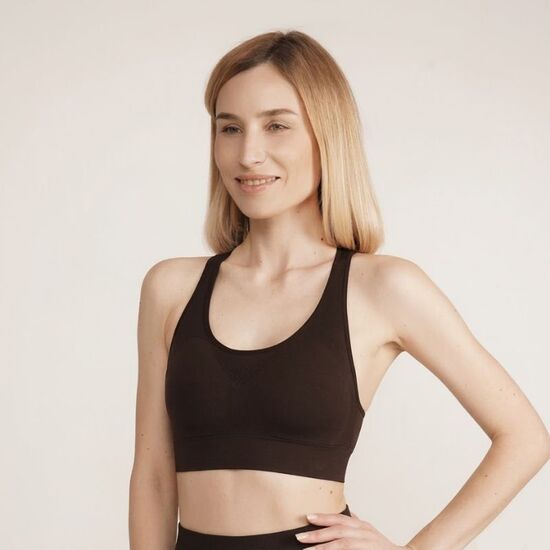 Бесшовный спортивный топ женский Giulia Top Energy, серо-коричневый, S/M