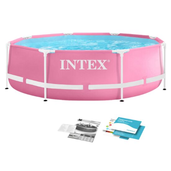 Бассейн INTEX Metal Frame Pink, 2843 л, металлический каркас, 244х76 см, изображение 4