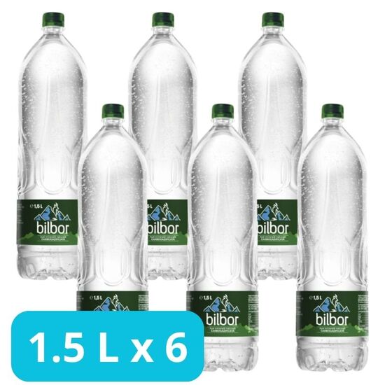Набор Минеральная вода BILBOR Натуральная, газированная, 1.5 Л х 6 шт