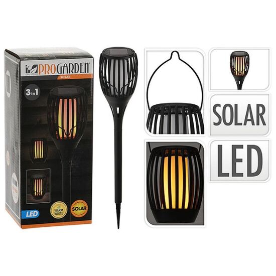Lumina pe baterie solara Torta 3in1, cu carlig si stift,  D12 cm, H78 cm