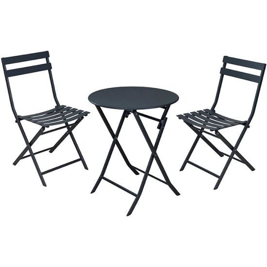 Set mobilier 3 unitati: masa D60, H71cm si 2 scaune 50X42XH81cm, gri