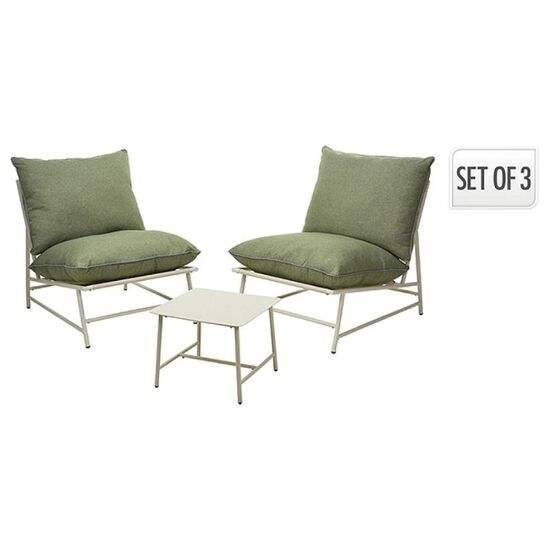 Set mobilier: masa 45X45XH35 cm, 2 scaune 66X85XH75 cm, 2 saltele, alb