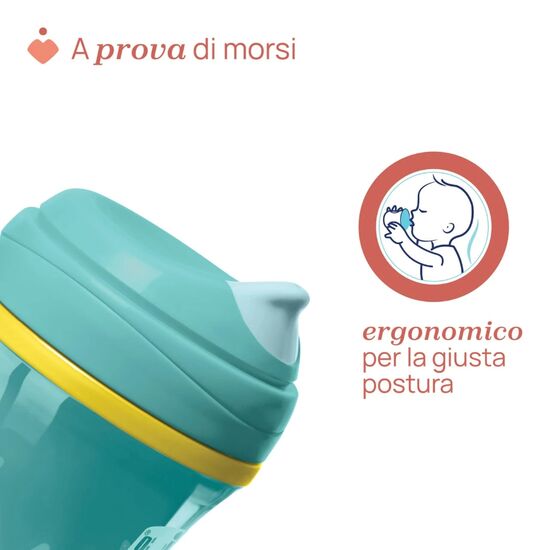 Cana cu pai Caretero Chicco, 266 ml, tetina rigida, 14 luni+, Turquoise, 6 image