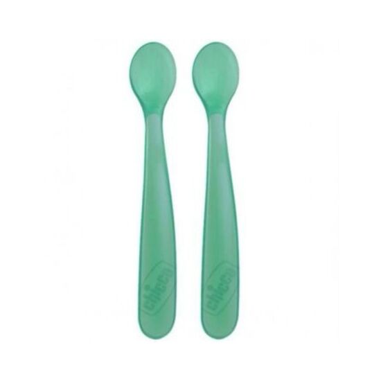 Linguriță cu vârf din silicon Caretero CHICCO, 6 luni+, Blue, 2 buc, 2 image