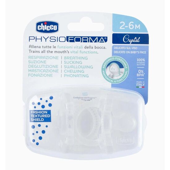 Suzeta Caretero Chicco Physio Crystal, 2–6 luni, 2 buc