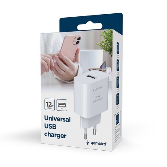 Încărcător de rețea Gembird TA-UC-1A12-01, White, 5 image