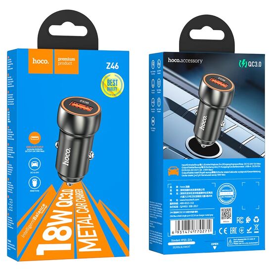 Încărcător auto Hoco Z46 Blue Shield, Black, 4 image