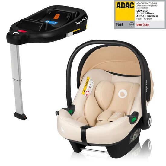 Набор LIONELO Astrid Beige Sand автолюлька 0-13 кг + база Isofix