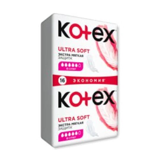 Прокладки гигиенические KOTEX Ultra Soft Super Duo, 5 капель, 16 шт, изображение 2