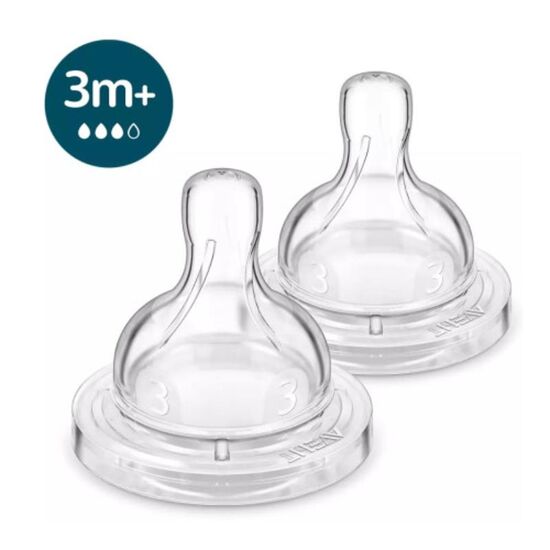 Tetina AVENT Natural Response de la 3 luni, din silicon, 2 buc