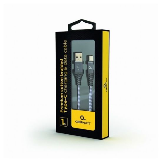 Cablu USB CABLEXPERT Premium, USB 2.0, Type-C, bumbac impletit, 1 m, 2 image