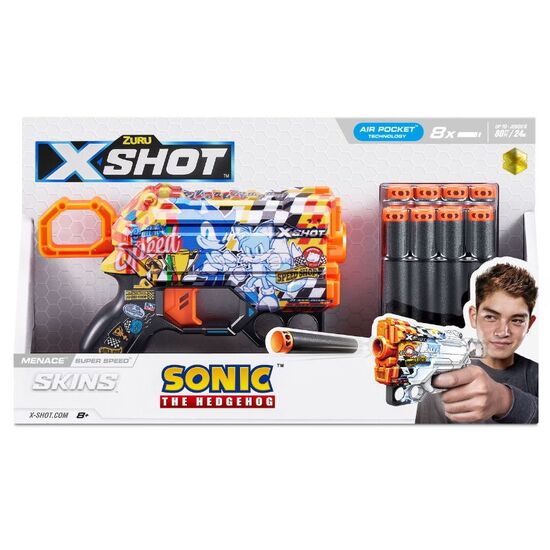 Jucarie pistol X-SHOT Skins Menace Sonic Super Speed S1 cu 8 cartuse