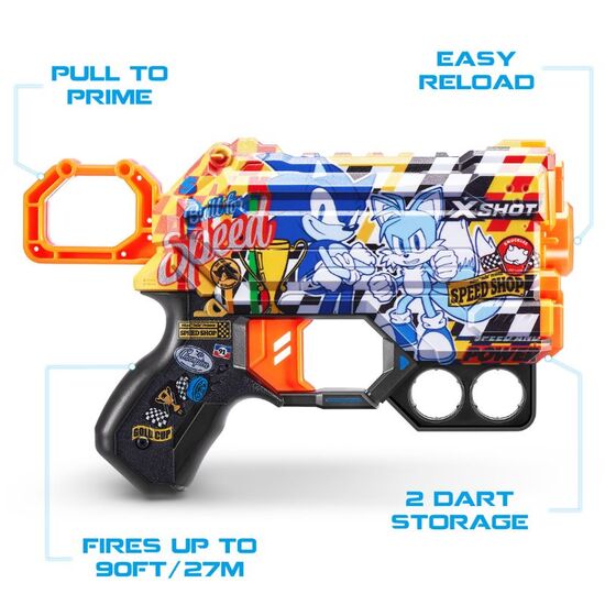 Jucarie pistol X-SHOT Skins Menace Sonic Super Speed S1 cu 8 cartuse, 6 image