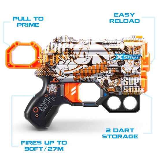 Jucarie pistol X-SHOT Skins Menace Sonic Retro S1 cu 8 cartuse, 6 image