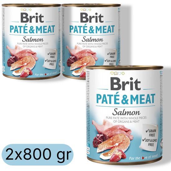 Набор влажного корма BRIT Pate & Meat, Для собак, Паштет с лососем, 800 гр, 2 шт