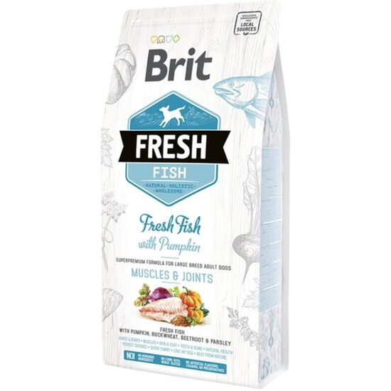 Hrana uscata pentru caini de talie mare BRIT Fresh Adult, cu peste si dovleac, 2.5 kg