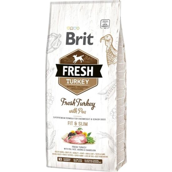 Hrana uscata BRIT Fresh Fit&Slim, Pentru caini, Cu curcan si mazare, 12 kg
