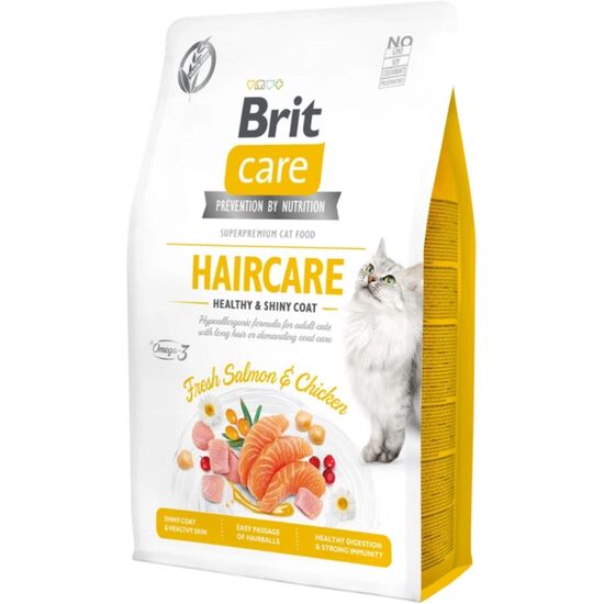 Hrana uscata pentru pisici BRIT GF Haircare Healthy, cu pui si somon, 2 kg