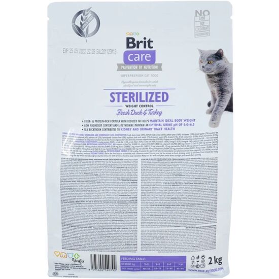 Сухой корм для кошек BRIT GF Sterilized Weight, с уткой и индейкой, 2кг, изображение 2