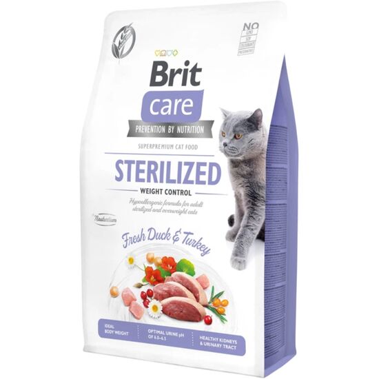 Сухой корм для кошек BRIT GF Sterilized Weight, с уткой и индейкой, 2кг