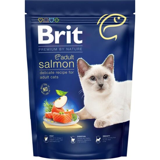 Hrană uscată pentru pisici BRIT Premium Adult, cu somon, 1.5 kg