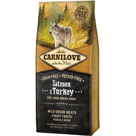 Hrană uscată CARNILOVE, Pentru câini de talie mare, Cu somon și curcan, 12 kg