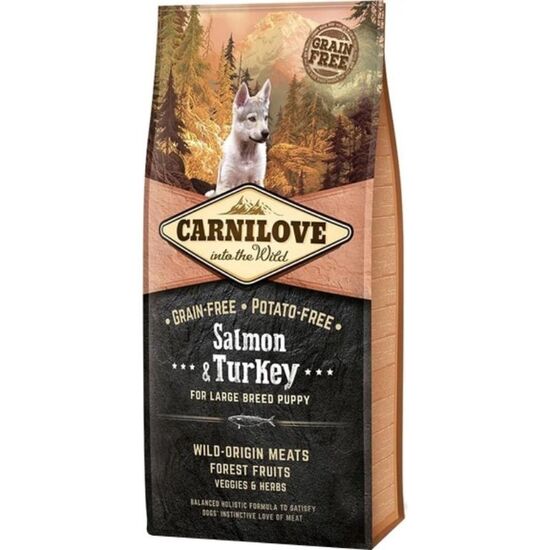 Hrană uscată CARNILOVE, Pentru pui de talie mare, Cu somon și curcan, 12 kg