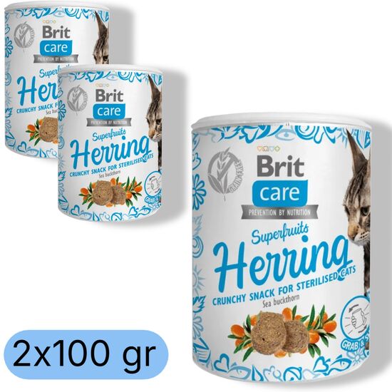 Set recompense BRIT Superfruits, Pentru pisici, Cu hering, 100 g, 2 buc