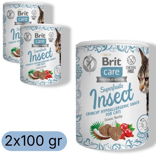 Set recompense BRIT Superfruits, Pentru pisici, Cu insecte, 100 g, 2 buc