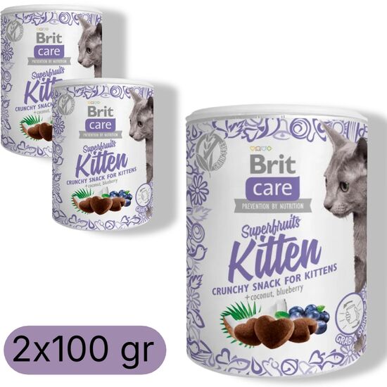 Set gustari BRIT Superfruits, Pentru pisoi, Cu pui, 100 gr, 2 buc