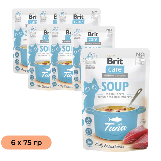 Set BRIT Supă pentru pisici, cu ton, 75 g, 6 buc