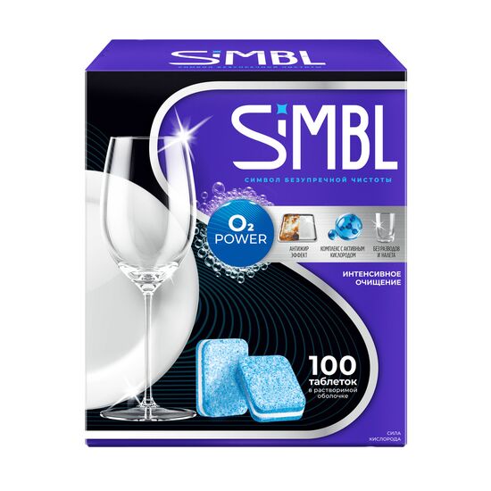 Таблетки для мытья посуды SIMBL O2 Power, без фосфатов, 100 шт