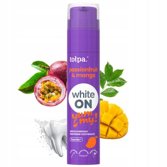 Pasta de dinti TOLPA ON WHITE, Passionfruit si Mango, 60 g