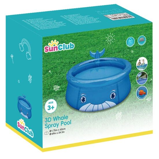 Piscina gonflabila AVENLI "3D Whale Spray", 175x62 cm, 1143 l, 3 image