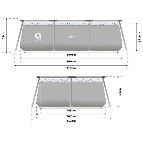 Piscina AVENLI, 300x207x66 cm, 3701 l, cadru metalic, 3 image