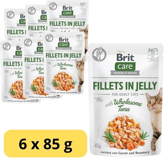 Set hrana umeda BRIT pentru pisici, fileuri in jeleu de ton, 85 g x 6 buc