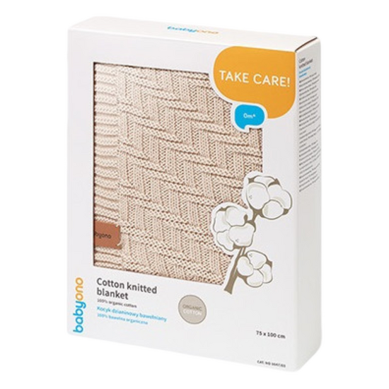 Плед детский BABYONO 1647/03, из органического хлопка, 75x100 см, бежевый, изображение 2