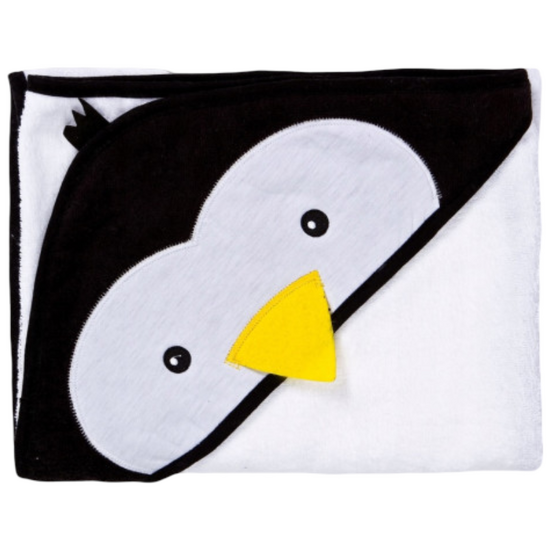 Prosop de baie pentru copi SENSILLO-30570, cu gluga, 100x100 cm, Pinguin, 2 image