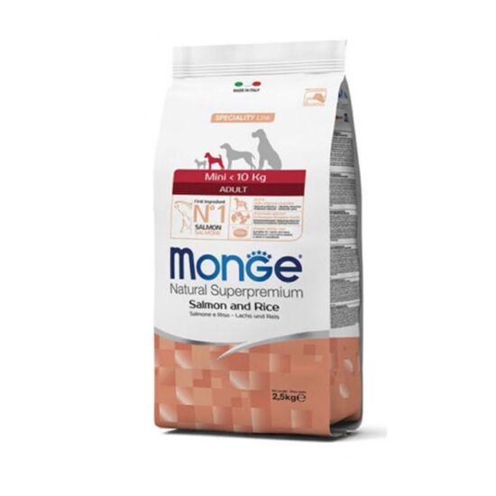 Hrana uscata MONGE, Pentru caini adulti, Cu somon si orez, 2.5 kg