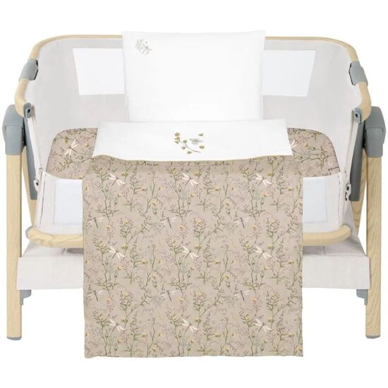 Set lenjerie pentru co-sleeper KIKKABOO Secret Garden Beige, 5 piese