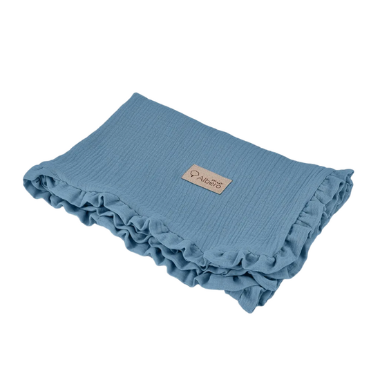 Плед детский ALBEROMIO Blue (CC7), муслиновый, 100х80 см, голубой