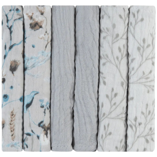 Муслиновые салфетки KIKKABOO Dreamy Fields Grey, 30х30 см, 6 шт., изображение 2