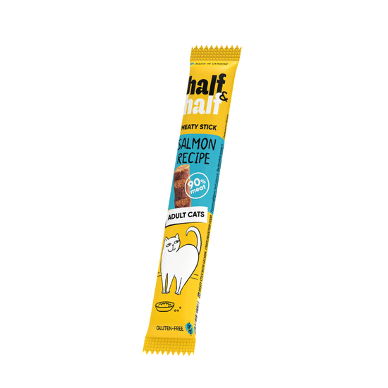 Мясная сушеная палочка HALF&HALF, для кошек, с лососем, 5 г