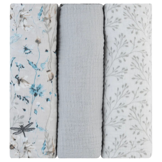Пеленки KIKKABOO Dreamy Fields Grey, муслиновые, 100х100 см, 3 шт, изображение 2
